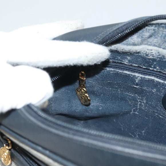 GUCCI Micro GG Supreme Sherry Line Clutch Bag PVC Navy Gold Auth 125818