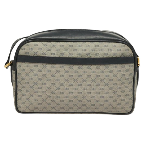 GUCCI Micro GG Supreme Sherry Line Clutch Bag PVC Navy Gold Auth 125818