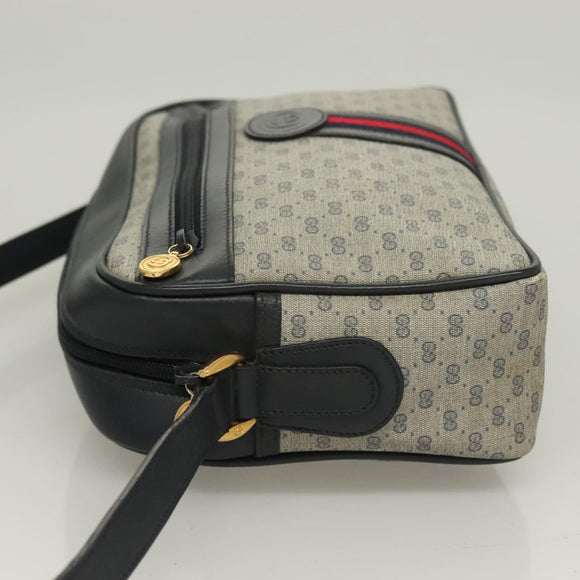 GUCCI Micro GG Supreme Sherry Line Clutch Bag PVC Navy Gold Auth 125818