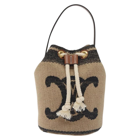 CELINE Shoulder Bag Raffia Beige Auth 125820M