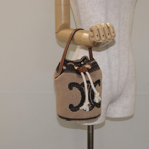 CELINE Shoulder Bag Raffia Beige Auth 125820M