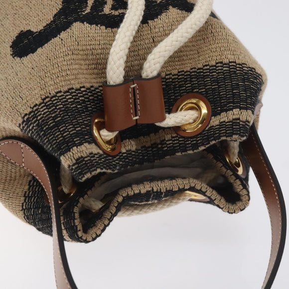 CELINE Shoulder Bag Raffia Beige Auth 125820M