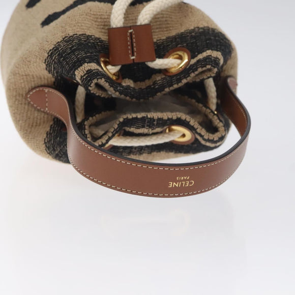 CELINE Shoulder Bag Raffia Beige Auth 125820M