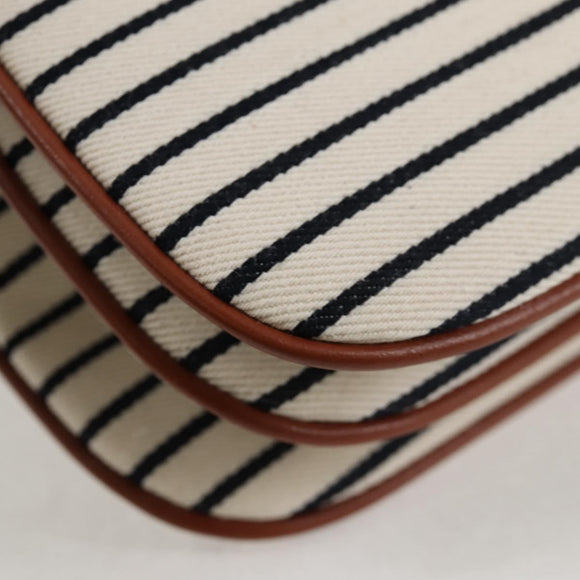 CELINE Shoulder Bag Canvas Leather Brown Gold Auth 125821M