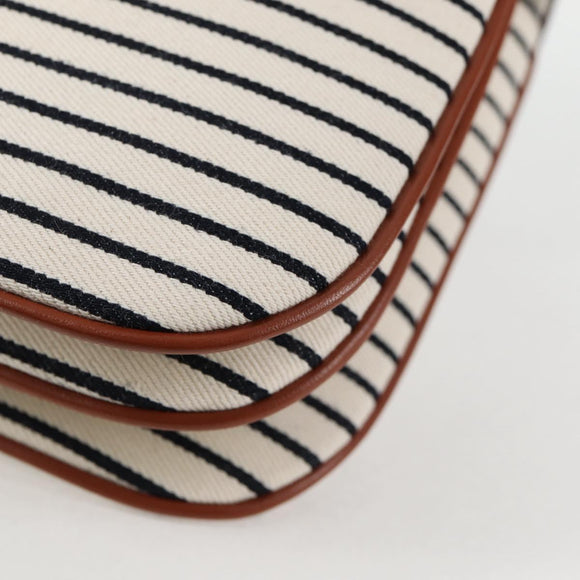 CELINE Shoulder Bag Canvas Leather Brown Gold Auth 125821M