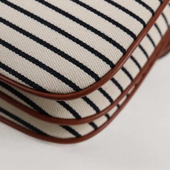 CELINE Shoulder Bag Canvas Leather Brown Gold Auth 125821M