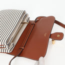 CELINE Shoulder Bag Canvas Leather Brown Gold Auth 125821M-15