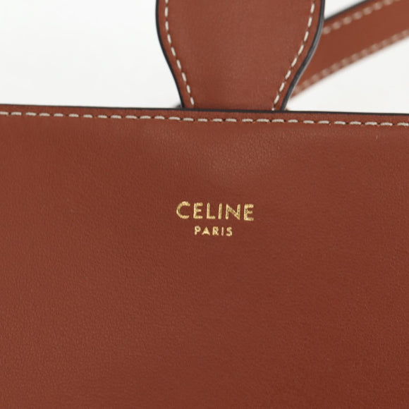CELINE Shoulder Bag Canvas Leather Brown Gold Auth 125821M