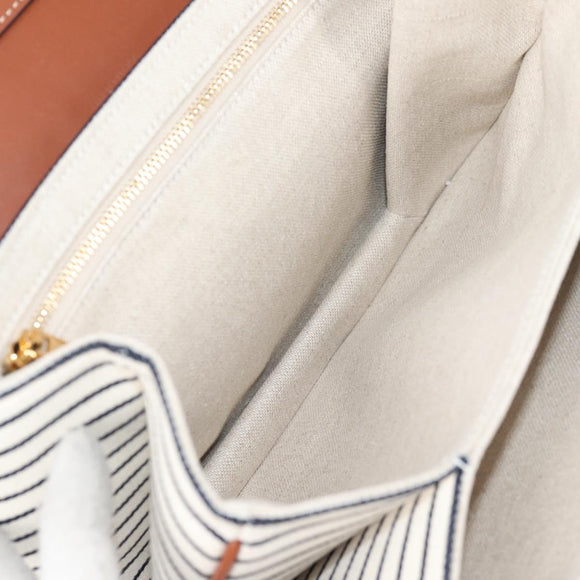 CELINE Shoulder Bag Canvas Leather Brown Gold Auth 125821M