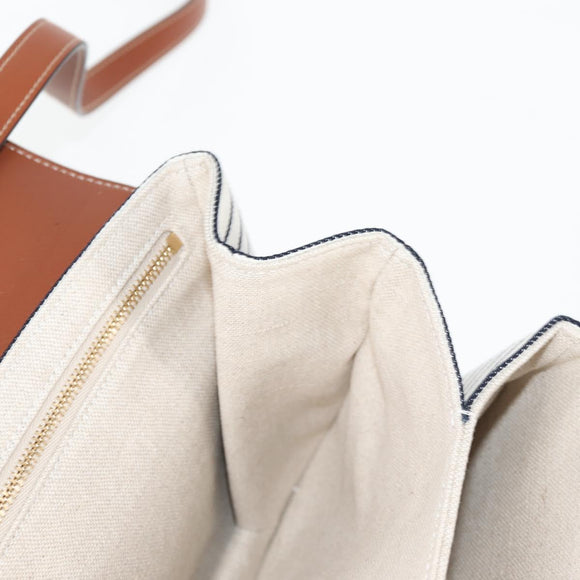 CELINE Shoulder Bag Canvas Leather Brown Gold Auth 125821M