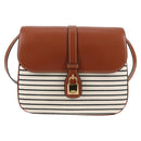 CELINE Shoulder Bag Canvas Leather Brown Gold Auth 125821M-2