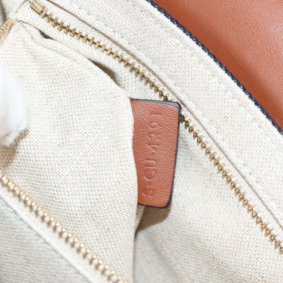 CELINE Shoulder Bag Canvas Leather Brown Gold Auth 125821M