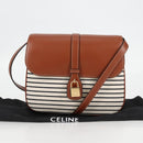 CELINE Shoulder Bag Canvas Leather Brown Gold Auth 125821M-24