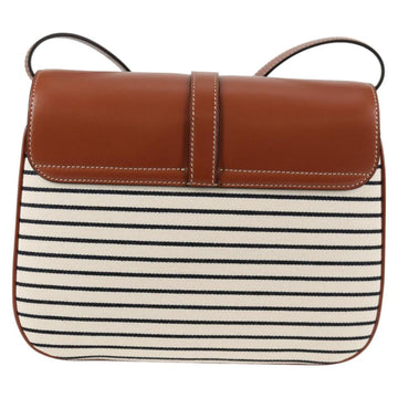 CELINE Shoulder Bag Canvas Leather Brown Gold Auth 125821SAM - 0