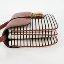 CELINE Shoulder Bag Canvas Leather Brown Gold Auth 125821M-4