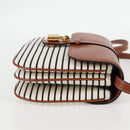 CELINE Shoulder Bag Canvas Leather Brown Gold Auth 125821M-5