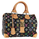 LOUIS VUITTON Monogram Multicolor Speedy 30 Hand Bag Black M92642 Auth 125838V-1
