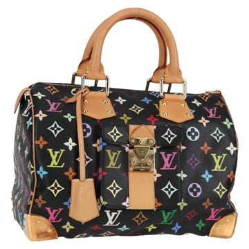 LOUIS VUITTON Monogram Multicolor Speedy 30 Hand Bag Black M92642 Auth 125838V