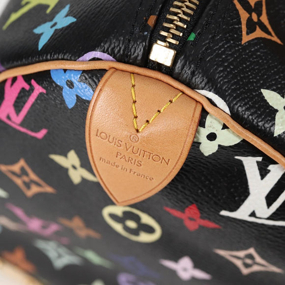 LOUIS VUITTON Monogram Multicolor Speedy 30 Hand Bag Black M92642 Auth 125838V