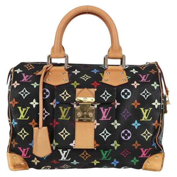LOUIS VUITTON Monogram Multicolor Speedy 30 Hand Bag Black M92642 Auth 125838V