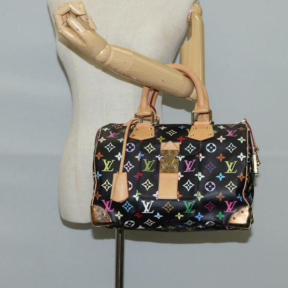 LOUIS VUITTON Monogram Multicolor Speedy 30 Hand Bag Black M92642 Auth 125838V