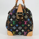 LOUIS VUITTON Monogram Multicolor Speedy 30 Hand Bag Black M92642 Auth 125838V-3