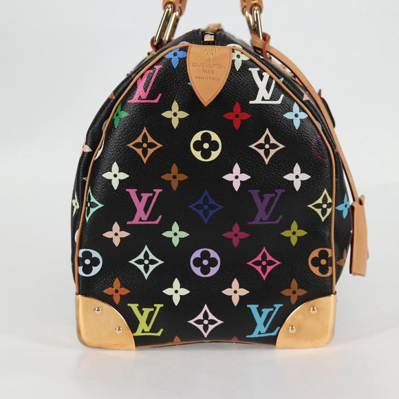 LOUIS VUITTON Monogram Multicolor Speedy 30 Hand Bag Black M92642 Auth 125838SAV