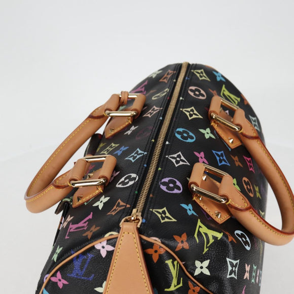 LOUIS VUITTON Monogram Multicolor Speedy 30 Hand Bag Black M92642 Auth 125838V