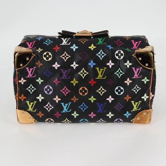 LOUIS VUITTON Monogram Multicolor Speedy 30 Hand Bag Black M92642 Auth 125838V