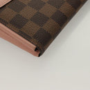 LOUIS VUITTON Damier Ebene Portofeuil Normandy Wallet Pink N61262 LV Auth 125844-15