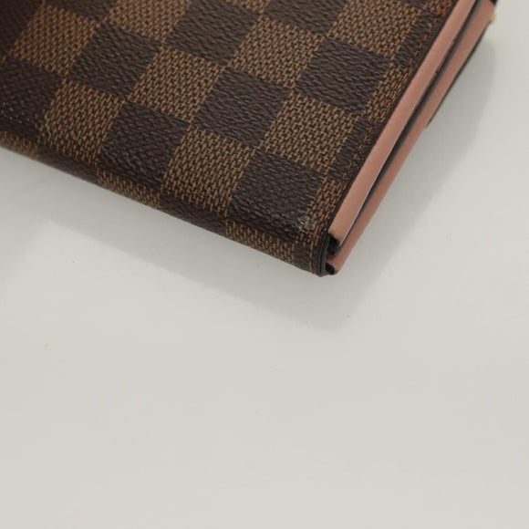 LOUIS VUITTON Damier Ebene Portofeuil Normandy Wallet Pink N61262 LV Auth 125844