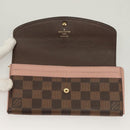 LOUIS VUITTON Damier Ebene Portofeuil Normandy Wallet Pink N61262 LV Auth 125844-8