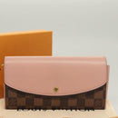 LOUIS VUITTON Damier Ebene Portofeuil Normandy Wallet Pink N61262 LV Auth 125844-12