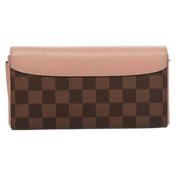 LOUIS VUITTON Damier Ebene Portofeuil Normandy Wallet Pink N61262 LV Auth 125844