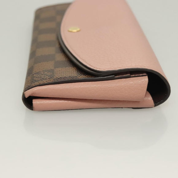 LOUIS VUITTON Damier Ebene Portofeuil Normandy Wallet Pink N61262 LV Auth 125844