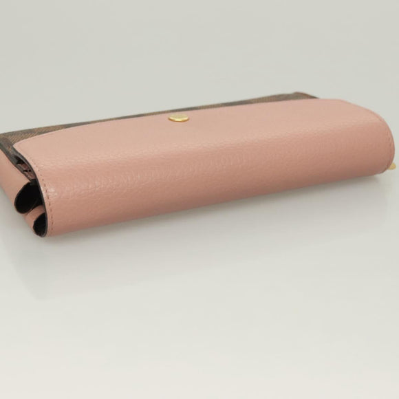 LOUIS VUITTON Damier Ebene Portofeuil Normandy Wallet Pink N61262 LV Auth 125844