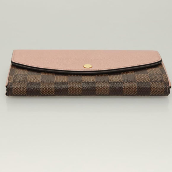 LOUIS VUITTON Damier Ebene Portofeuil Normandy Wallet Pink N61262 LV Auth 125844