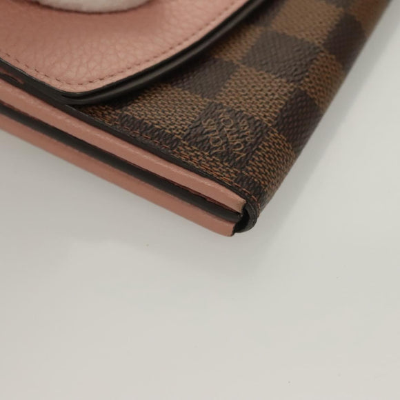 LOUIS VUITTON Damier Ebene Portofeuil Normandy Wallet Pink N61262 LV Auth 125844