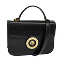 CELINE Hand Bag Leather 2way Black Gold Auth 125900-1