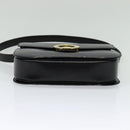 CELINE Hand Bag Leather 2way Black Gold Auth 125900-5