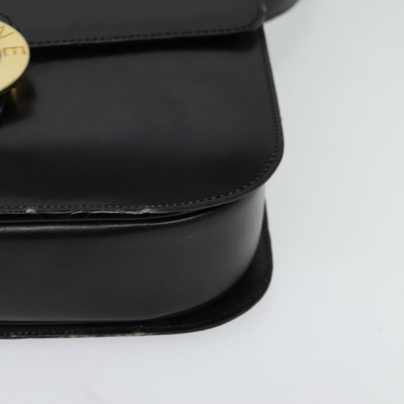 CELINE Hand Bag Leather 2way Black Gold Auth 125900