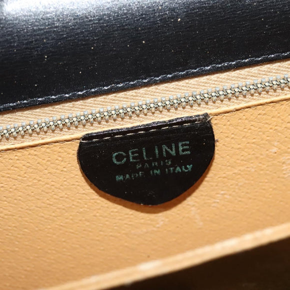 CELINE Hand Bag Leather 2way Black Gold Auth 125900