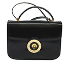 CELINE Hand Bag Leather 2way Black Gold Auth 125900-13