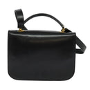 CELINE Hand Bag Leather 2way Black Gold Auth 125900-2