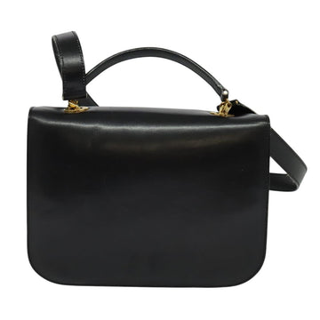 CELINE Hand Bag Leather 2way Black Gold Auth 125900 - 0