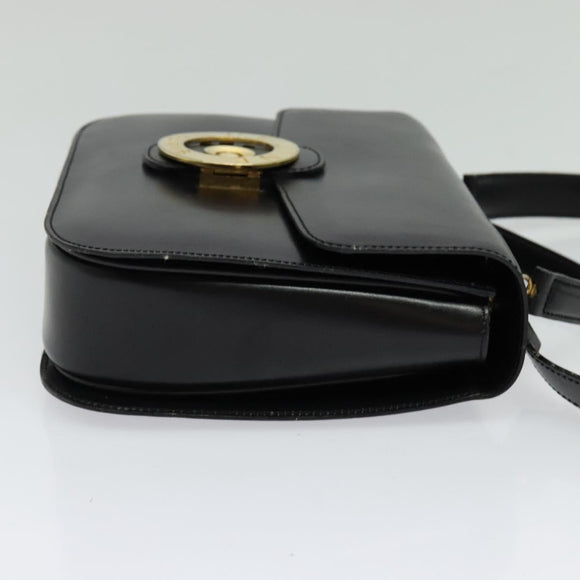 CELINE Hand Bag Leather 2way Black Gold Auth 125900