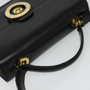 CELINE Hand Bag Leather 2way Black Gold Auth 125900-6
