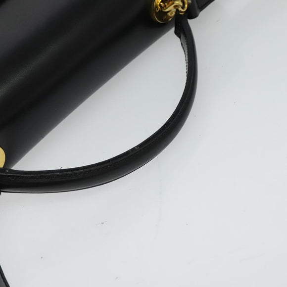 CELINE Hand Bag Leather 2way Black Gold Auth 125900
