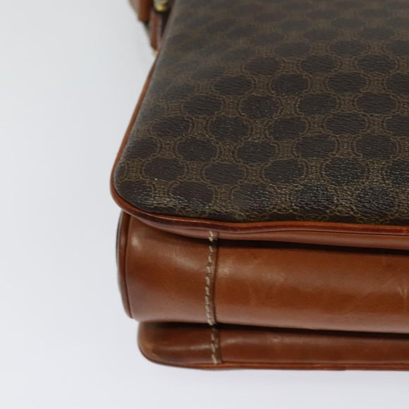 CELINE Macadam Canvas Shoulder Bag PVC Leather Brown Gold Auth 125902