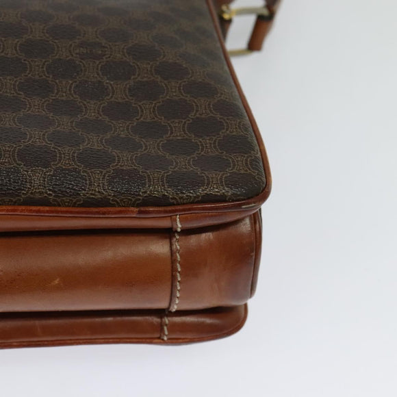 CELINE Macadam Canvas Shoulder Bag PVC Leather Brown Gold Auth 125902